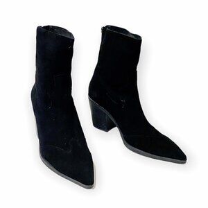 New in box,  Silent D Boots, Miller Pointed Toe Ankle Boots Black Suede, Size 38